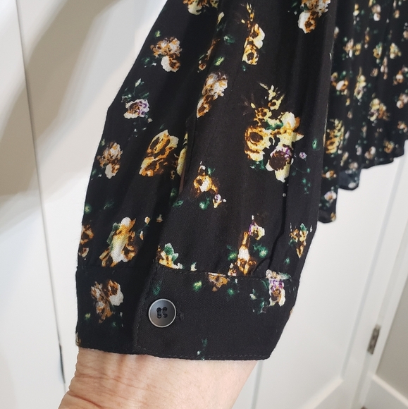 Philosophy Woman Viscose Floral Print Blouse Black Yellow White Size 3X - Picture 7 of 16